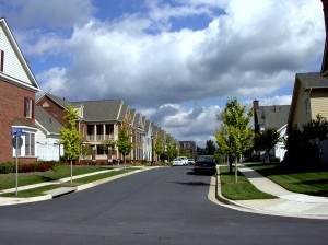 rows of homes with newer looking roofs